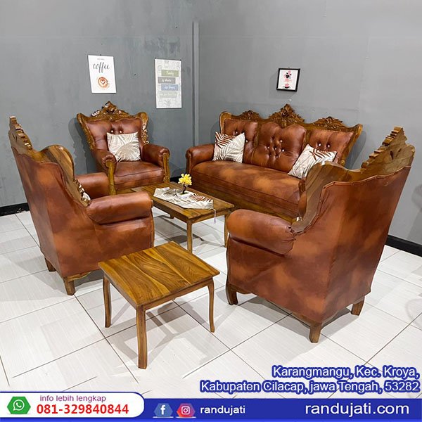 KURSI KAYU JATI KOMBINASI GAJAHAN OSCAR ORANGE